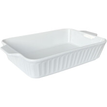 9x13 Ceramic Baking Dish, 4.2 Qt Lasagna Pan with Handles, Oven Safe Deep Casserole Dish for Cake, Mother's Day Gift, White