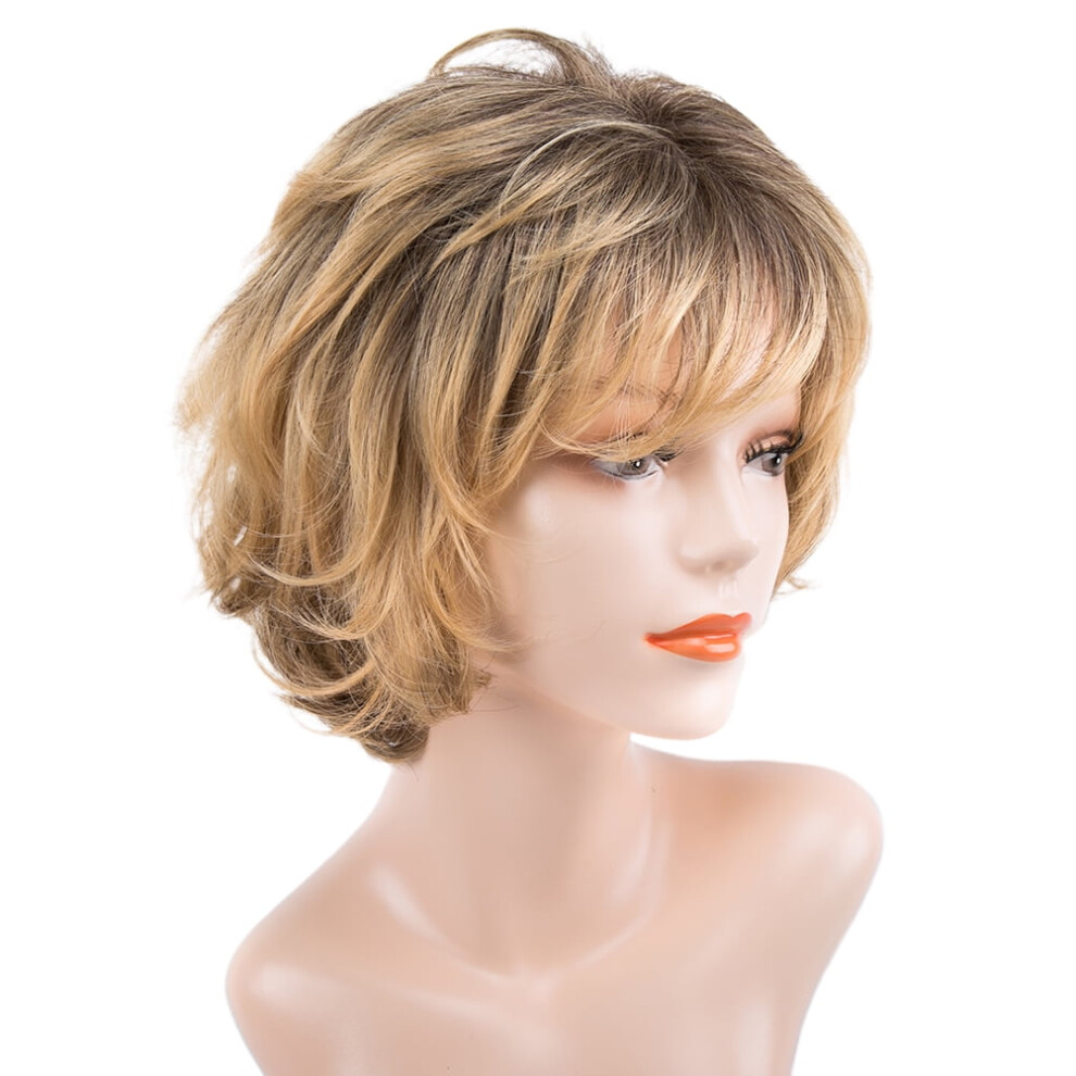 Unisex Yellow Women Natural Short Curly Wig Realistic Fiber Wig Cover Fashion Hairdressing Tools (Yellow)