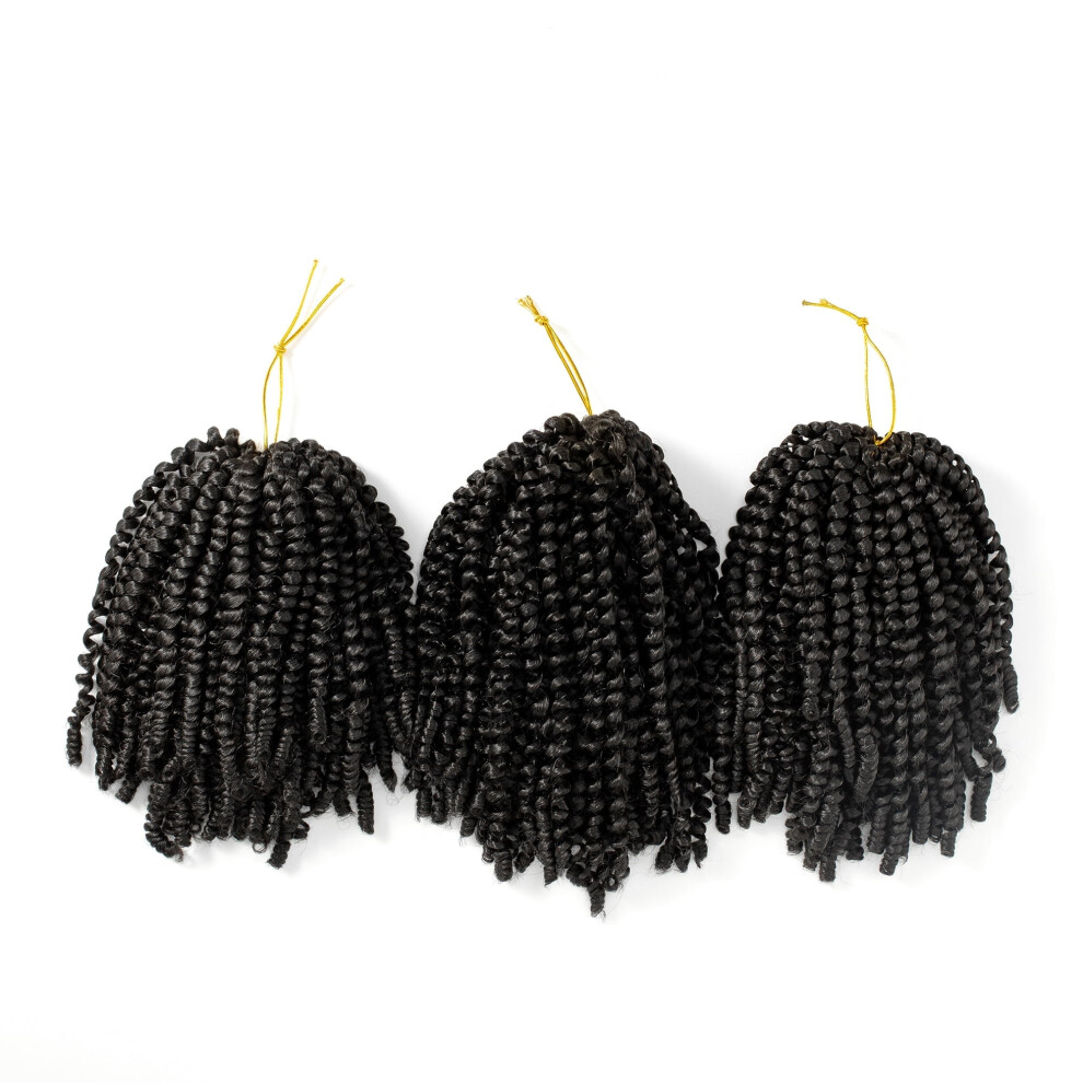 3 Packs 8" Short Spring Twist Crochet Braids, Afro Kinky Curly Synthetic Hair Extensions for Braiding