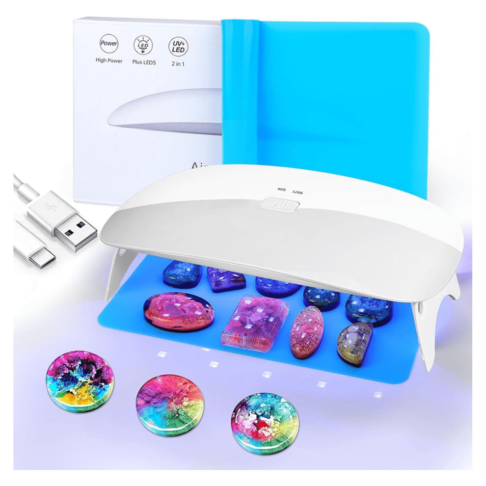 Resin UV Lamp, 48W Fast Curing UV/LED Resin Lamp with 30Pcs Dual Lightsource Lamp Beads for UV Resin Kit