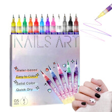 Nail Art Pens Set with 16 Vibrant Colors, Precision 0.5mm Tip for Acrylic Nail Detailing