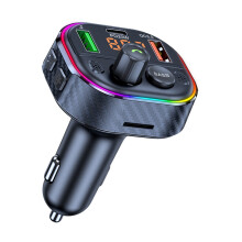 VALSEEL Car Charger FM Transmitter, Bluetooth Music Player, USB QC3.0 & Type-C PD, RGB Lights