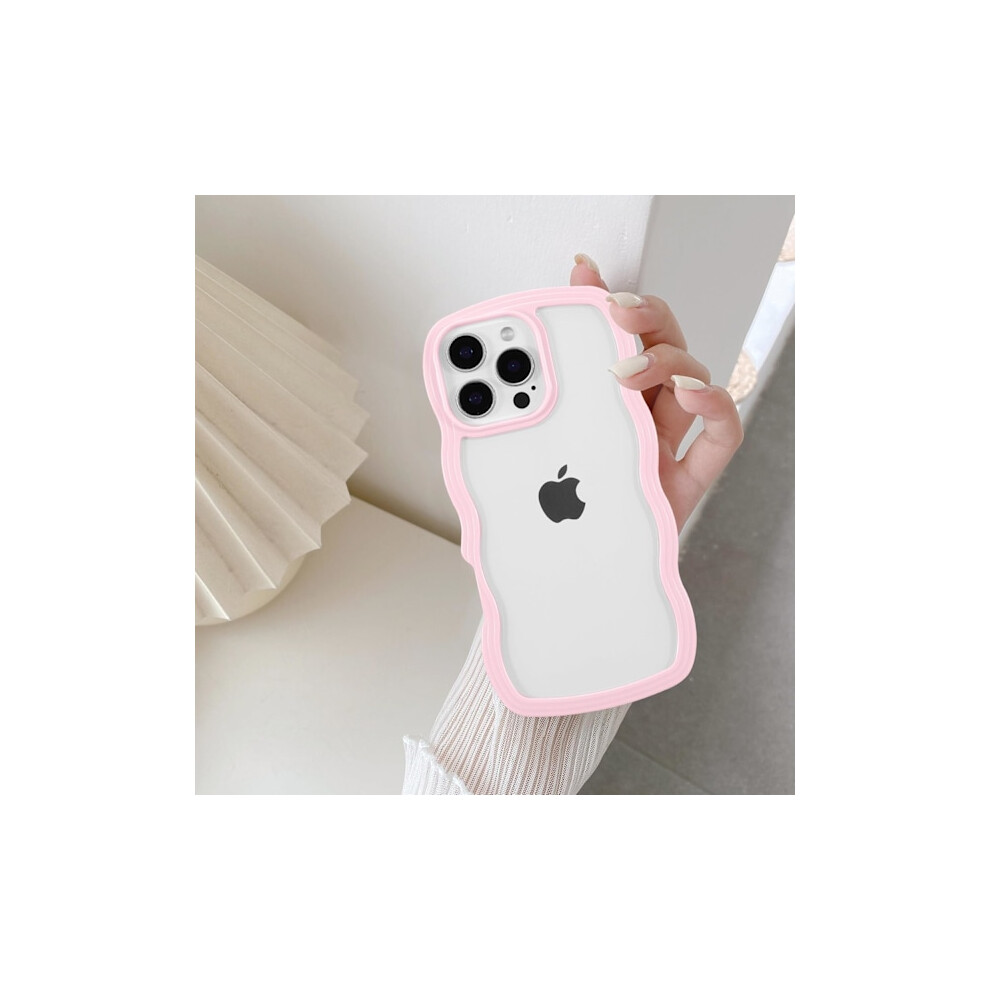 Cute Curly Wavy Frame Clear Case, Transparent Soft Silicone Protective Phone Case For Compatible With Iphone 16 Pro - Pink 9110895157077