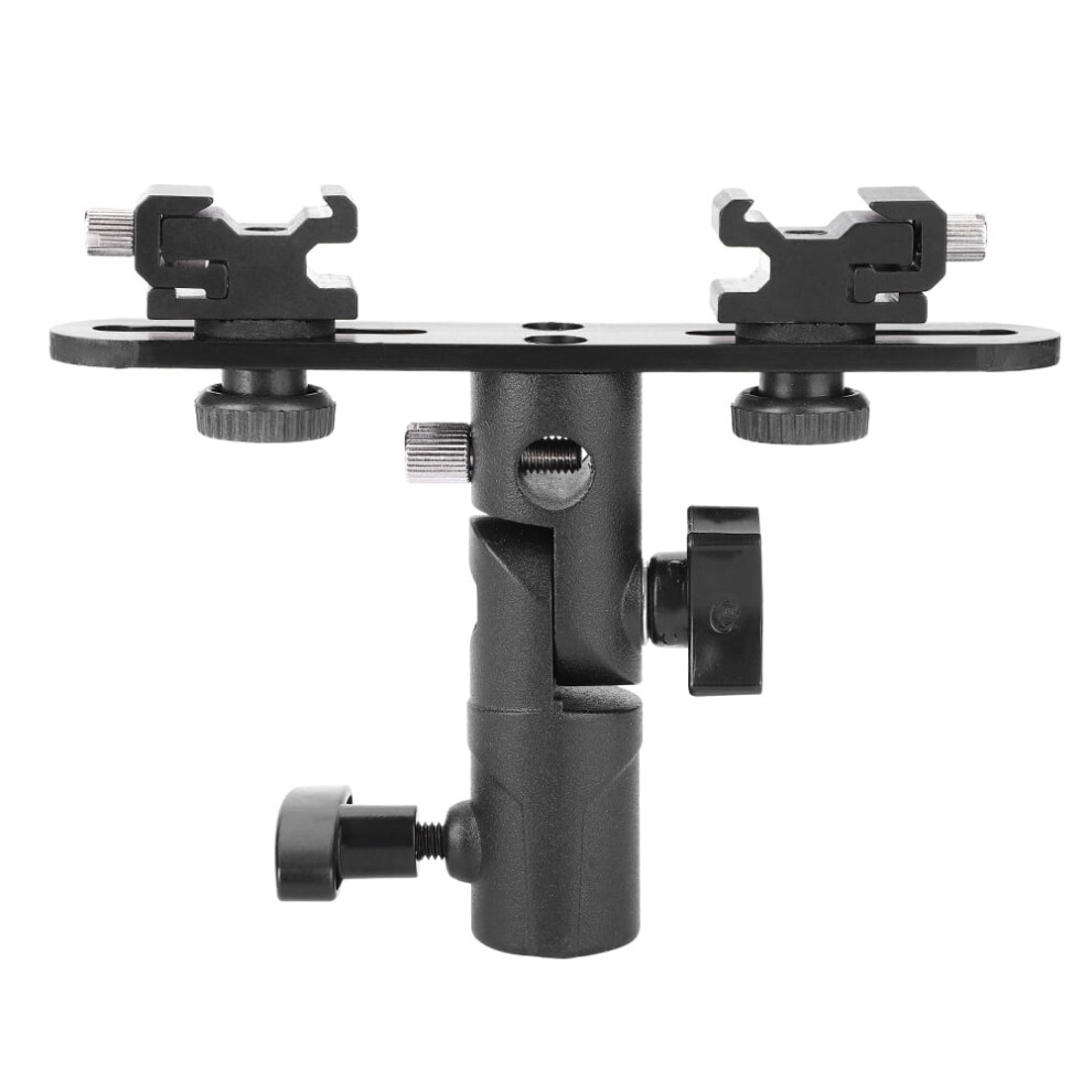 Delaman Dual Hot Shoes Flash Lamp Mount Holder Bracket For Camera Video Camcorder 9071309650327