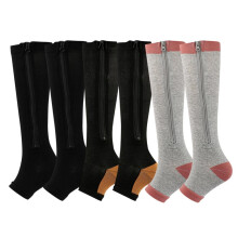 Aosijia 3 Pack Zipper Compression Socks 20-30 mmHg, Open Toe for Women & Men, Improves Circulation, Relieves Pain & Swelling