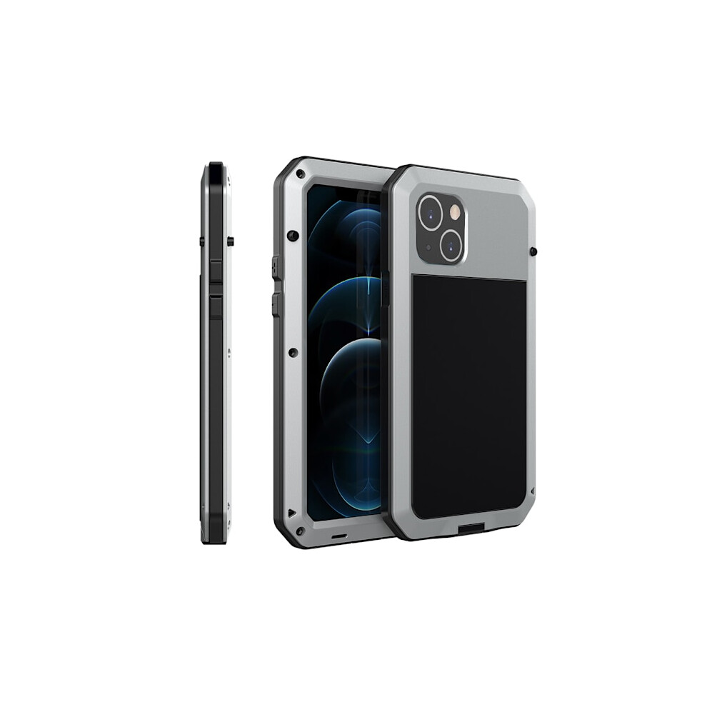 Compatible With Iphone 13 Mini - Powerful 360-Aluminum Case Heavy Duty Silver 9071309651676