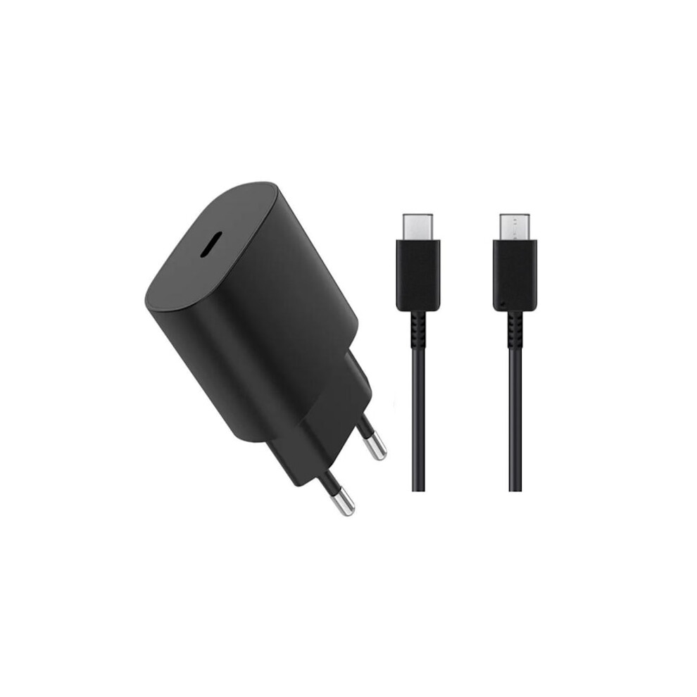 2Pcs Compatible With Samsung Charger Fast Charger - Adapter + Cable 25W Usb-C 2M Black 9071309652017