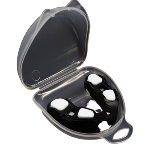 Paradenti elastici Cooll resistenti con custodia, colore nero e bianco