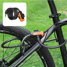 Bike Cable Lock with Key, 39" Coiled Resettable Combination Lock, Anti-Theft for Mountain, Road, Electric Bike & Kids Scooter