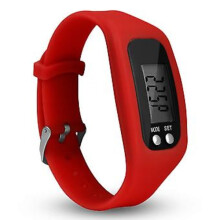 Pedometer Watch With LCD Screen Easy Use Walking Fitness Tracker Bracelet (Red)