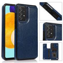 Compatibel met Samsung Galaxy A72 - Doordacht ontworpen Nkobee-hoesje met kaarthouder, marineblauw.
