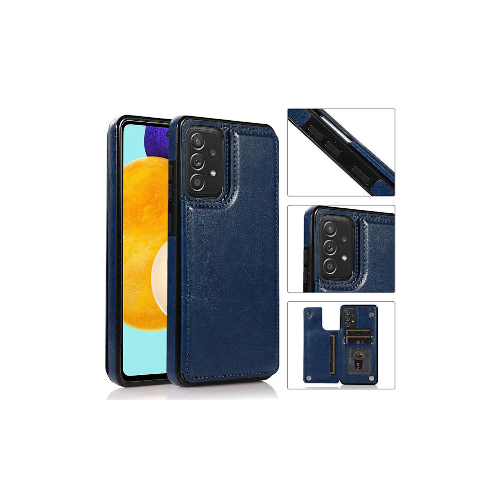 Compatible With Samsung Galaxy A72 - Well-Thought-Out Nkobee Case With Card Holder Navy Blue 9425574752864
