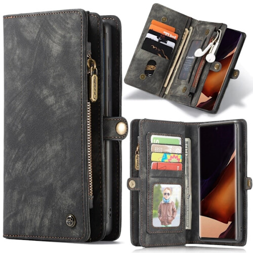 Capa de couro com zíper compatível com Samsung S21 Ultra, preta. 1