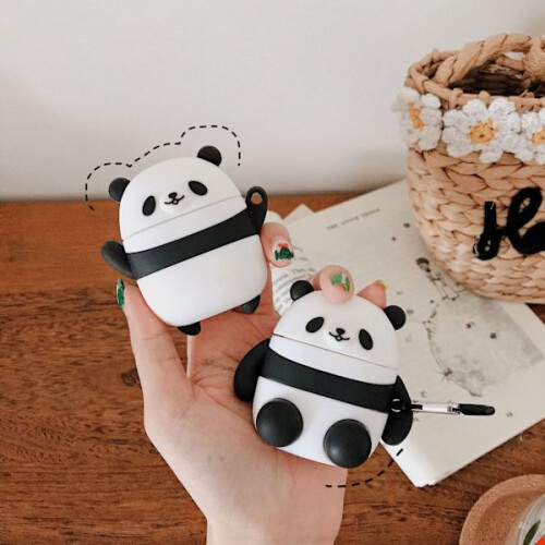2 süße Panda-Pärchen-Hülle, kompatibel mit AirPods (Apple 1./2. Generation Bluetooth)