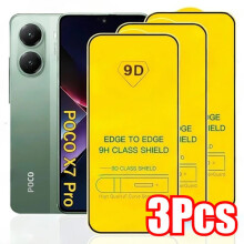 Paquete de 3 protectores de pantalla de vidrio templado 9D compatibles con Xiaomi Poco M7F7X7C71Pro Ultra y protectores de pantalla antiarañazos