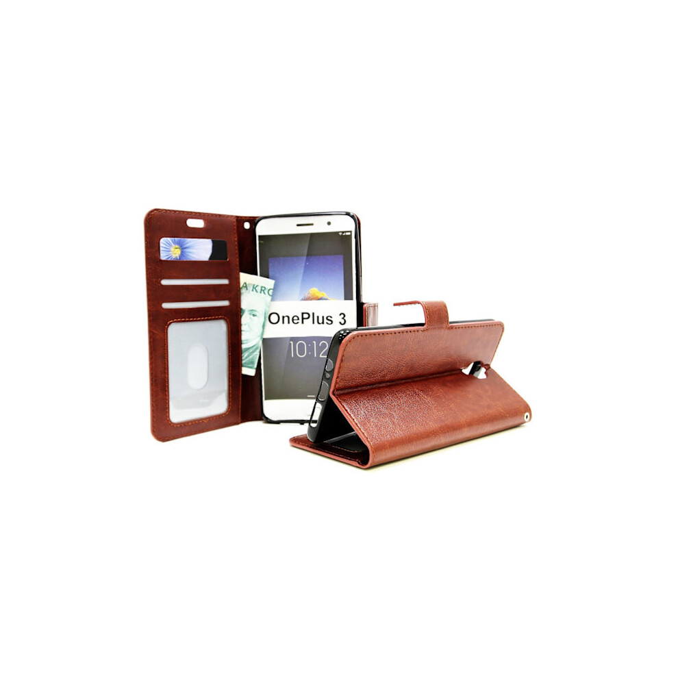 Crazy Horse Wallet Compatible With Oneplus 3 Brown 9425574753397