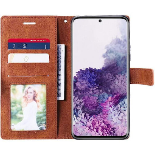 Συμβατό με θήκη Samsung Galaxy S20 + 2 γυαλιά ασφαλείας, δερμάτινη θήκη με μοτίβο ρίγας - 2