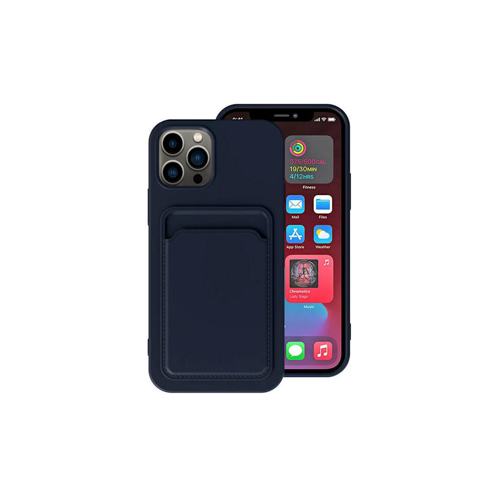 Compatible With Iphone 14 Pro - Practical Floveme Case With Card Holder Dark Blue 9425574753205
