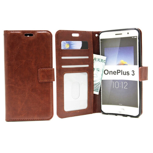 Crazy Horse Wallet kompatibel mit OnePlus3Brown 1