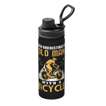 Ne sous-estimez jamais un vieil homme. Gourde isotherme 532 ml (18 oz) en acier inoxydable, style gourde de sport portable, idéale pour les voyages