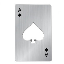 8,5 x 5,4 cm großer Flaschenöffner aus Edelstahl, tragbar, in Form eines Pokerkarten-Asses (Pik-Ass) – ideal für Küche, Bar und Zuhause.