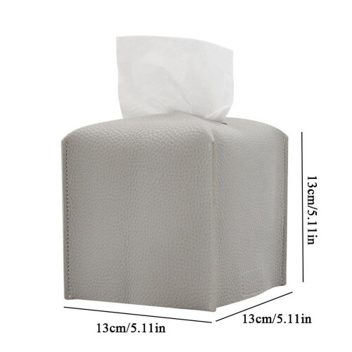 Porta-lenços quadrado em couro PU, estilo retrô, para decoração de quarto, sala de estar e casa. 2