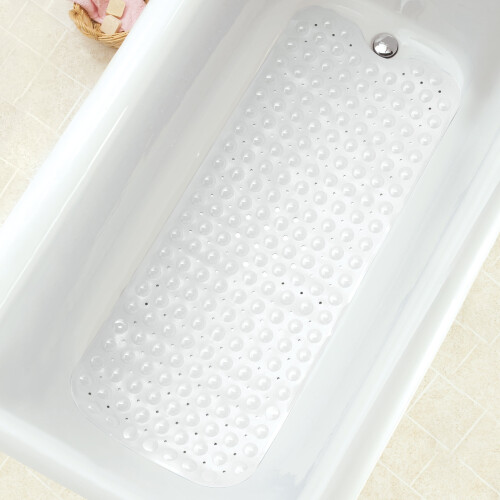 Tapete de Banheira Extra Longo Acolchoado Transparente 40" x 15,75" x 0,05"