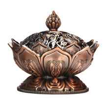 Brûleur d'encens Lotus, objet décoratif en alliage, trompette dorée