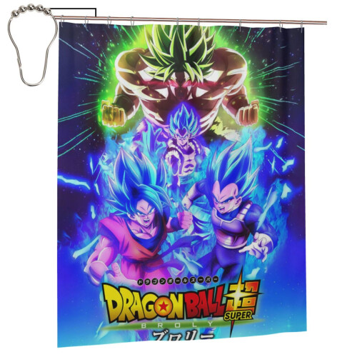 Σετ κουρτινών μπάνιου Dragon Ball 66x72 ιντσών με γάντζους, αδιάβροχο πολυεστέρα,