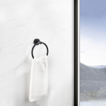 Ensemble d'accessoires de salle de bain, porte-serviettes 3 pièces en aluminium spatial épais, noir mat, réglable de 40 à 68 cm.
