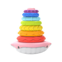 Whale Stacking Rings Toy for Babies BPA-Free Color and Shape Learning with Wobbly Base