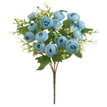 Roses artificielles en soie synthétique, 15 têtes, faciles d'entretien, ne se décolorent pas, sans arrosage, composition florale réaliste à