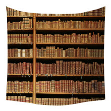 Tapisserie murale vintage en forme d'étagère de bibliothèque - Décoration murale bohème hippie imprimée pour chambre, dortoir, bureau