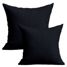 Liquidation MOMKER ! Coussins décoratifs, 56 cm x 56 cm, style moderne contemporain transitionnel, rayures grises, polyester (lot de 2)