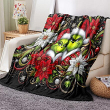 Grinch-Decke, weiche und bequeme Kuscheldecke, kühlende Schlafzimmerdecke, warme Decke zum Entspannen zu Hause, im Büro oder auf Reisen
