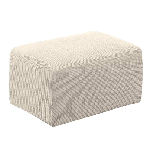 Ottomanenbezug, Fußhockerüberzug, Sofaschutz, Beige, Größe L (83–116 cm) 1