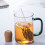 ckepdyeh 4PCS Glass Strainers for Long Leaf Tea, Reusable Glass Diffuser with Cork Loose Tea Steeper Filter for Cup 8