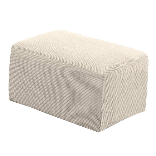 Ottomanenbezug, Fußhockerüberzug, Sofaschutz, Beige, Größe L (83–116 cm) 2