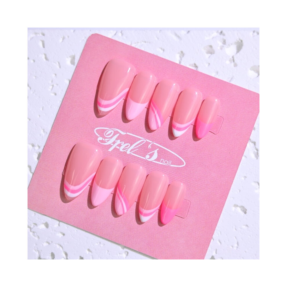 Frely's nail ALMOND aylor's French Style S  ,Handmade nail art,Press-On Nails, Holiday Gift Set with Holiday