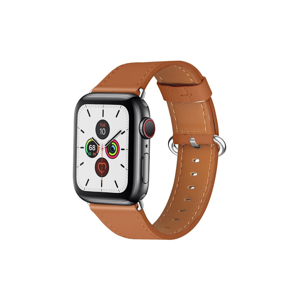 Genuine Leather Bracelet Compatible With Apple Watchwith Apple Watch 42/44/45/49 Mm Brown 9083649936306