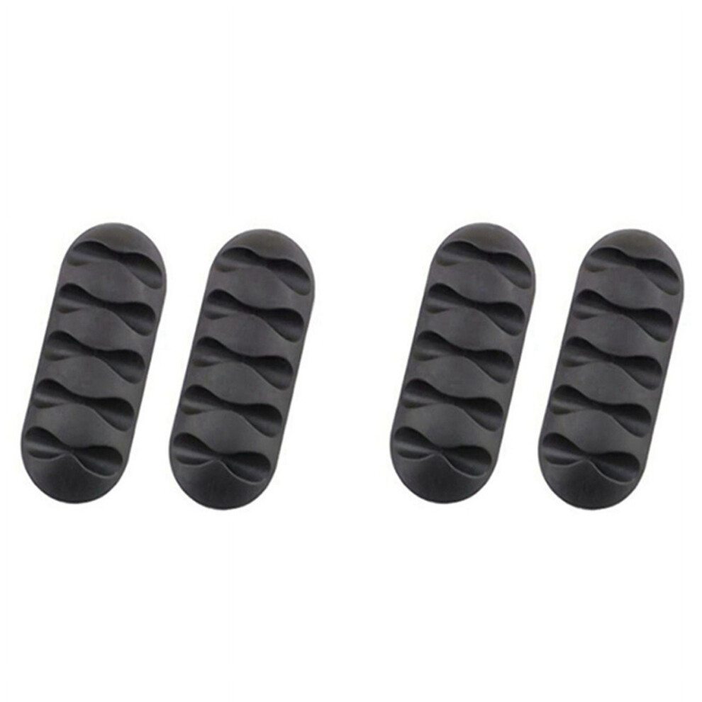 4X 5-Clip Cable Holder Silicone Usb Winder Management Clips Holder For Mouse Earphone Headset Etc -Black 9083649936832