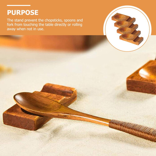 4 Pcs Chopsticks Pillow Rest Spoon Cradle Wood Phoebe 2