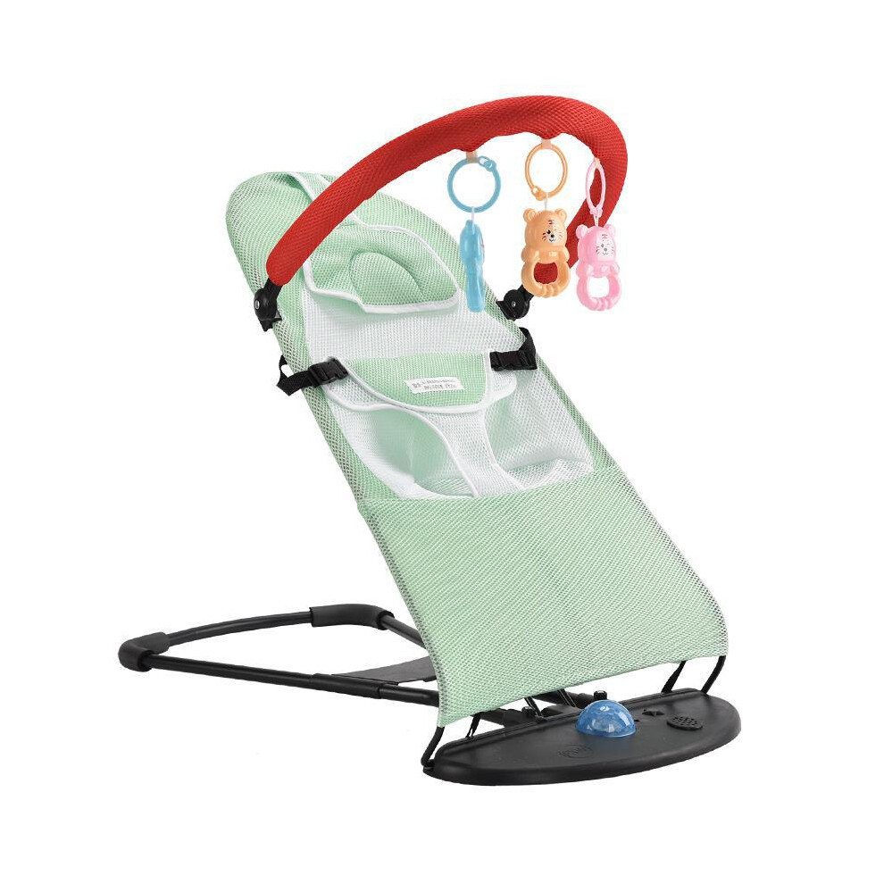 Baby Bouncer and Rocker with Adjustable Recline, Music Lights, Toys, Safety Harness for Newborns