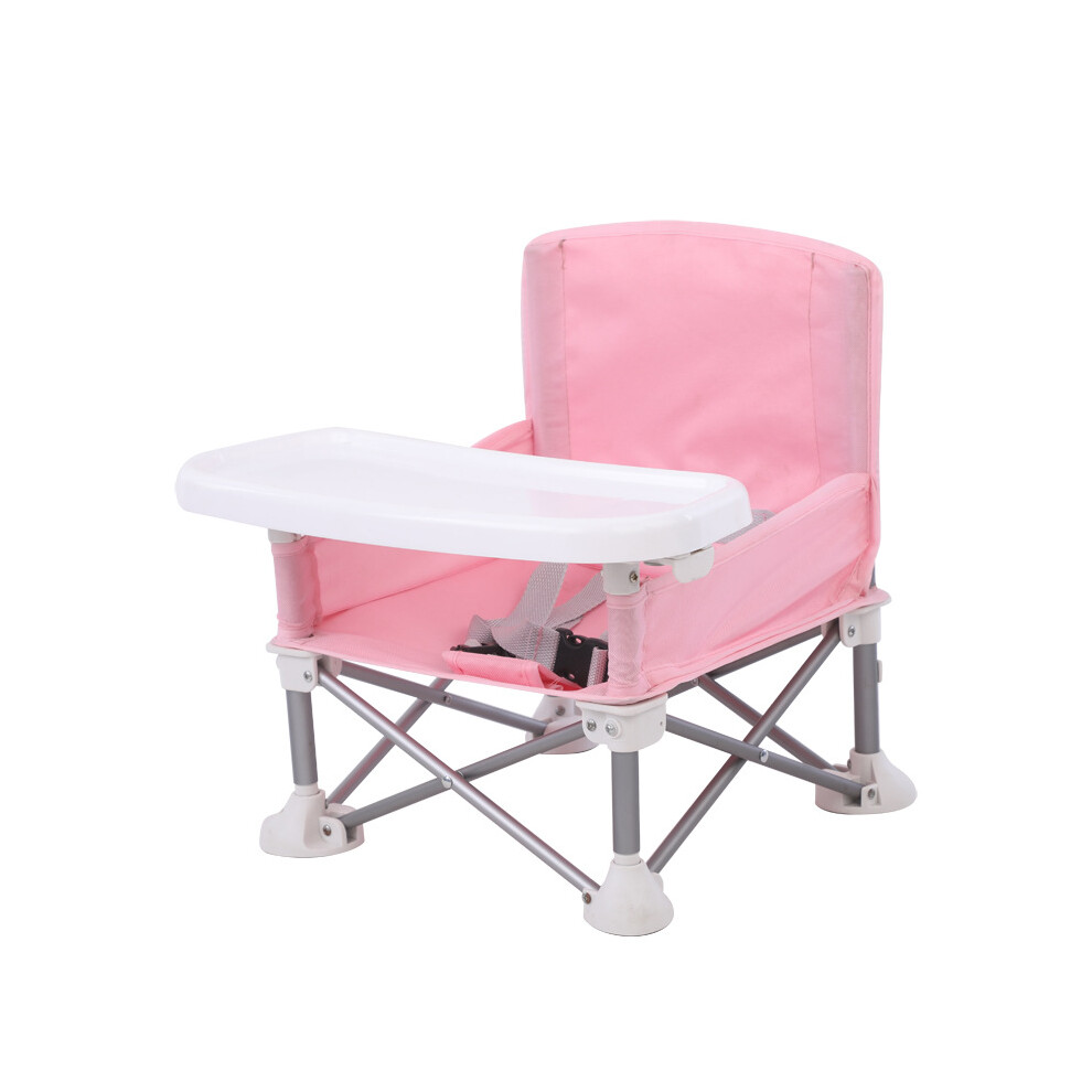 Baby Booster Seat with Detachable Tray and Safety Belt, Foldable Travel High Chair for Dining