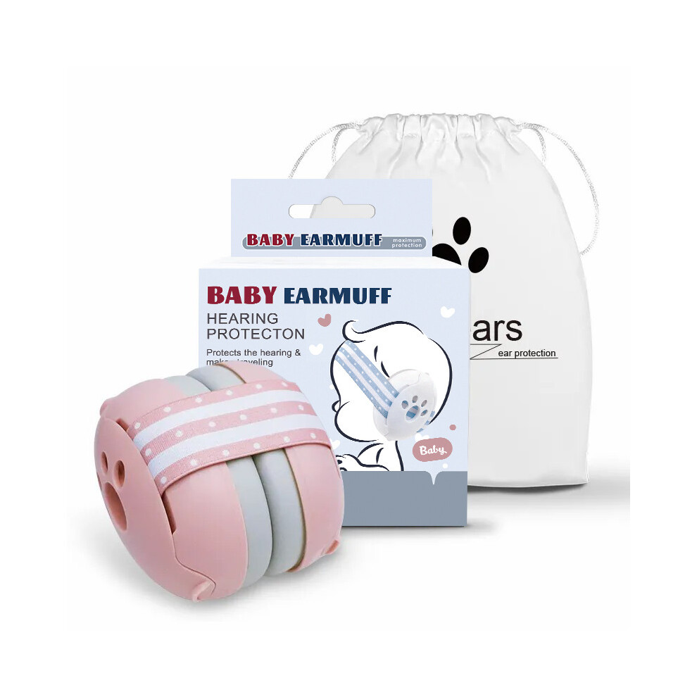 Baby Ear Muffs Noise Cancelling 23Db Hearing Protection For Infants Toddlers Adjustable Fit Unisex Kids Pink
