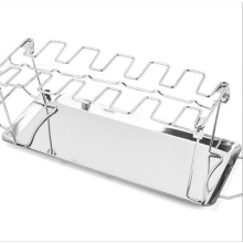 Chicken Leg Grill Rack Stainless Steel Large Capacity Foldable BBQ Stand with Drip Tray