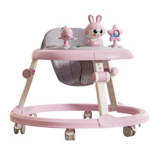 Foldable Baby Walker with Adjustable Height, Music and Lights, Anti-Rollover Base and 360 Wheels