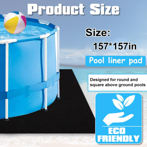 Above Ground Pool Liner Pad with AntiSkid Surface, 13.12ft Pool Ground Cloth Protector, Square 2