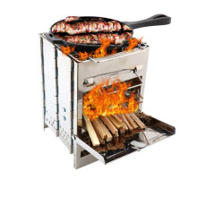 Portable Charcoal Grill with Adjustable Cooking Height, Stainless Steel Folding BBQ Grill for Outdoor Cooking and Camping