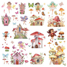 Stickers muraux féeriques : papillons, champignons, autocollants en vinyle imperméables et amovibles pour la décoration de la chambre, du salon
